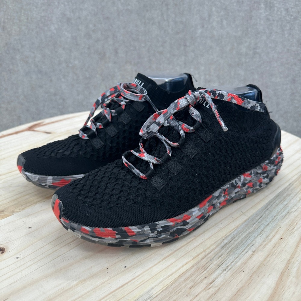 NOBULL Wild Knit Sneakers Mens 8.5 Black Red Camo Training Shoes